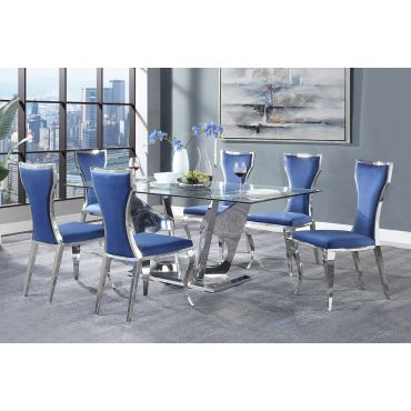 Azel Glass Top Formal Dining Table Set