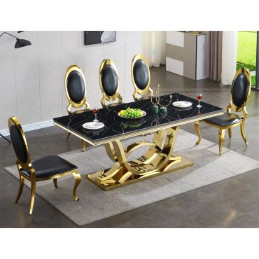 Baristo Black Marble Top Dining Table