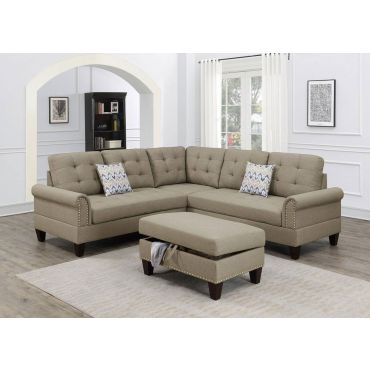 Barnes Beige Sectional With Ottoman