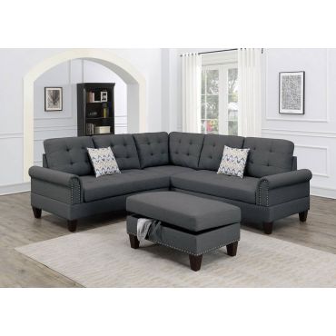 Barnes Charcoal Sectional With Ottoman Set