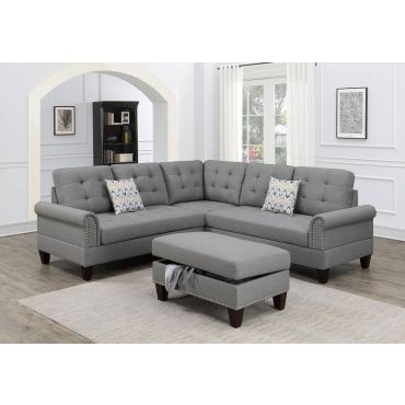 Barnes Grey Fabric Classic Sectional Set