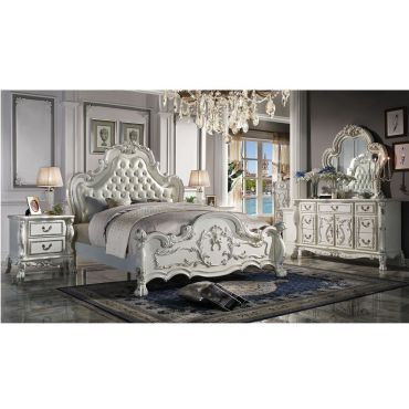 Dresden White Finish Traditional Bedroom Set