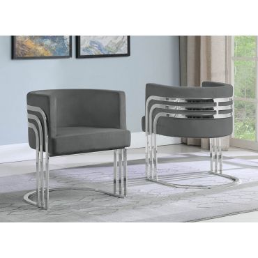 Beacon Grey Velvet Chair With Chrome Frame