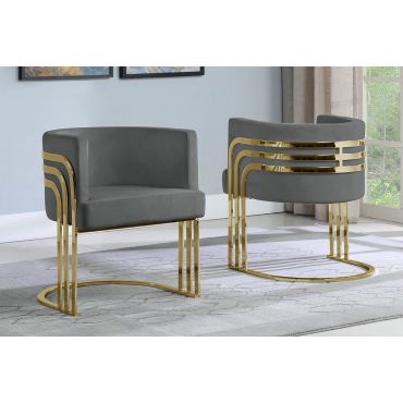 Beacon Gold Frame Grey Velvet Dining Chair