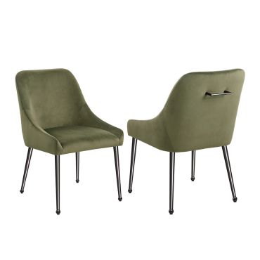 Beatrix Olive Dining Chairs Black Chrome Legs