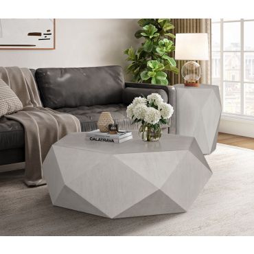 Bellamy Geometric Shape Coffee Table Antique White