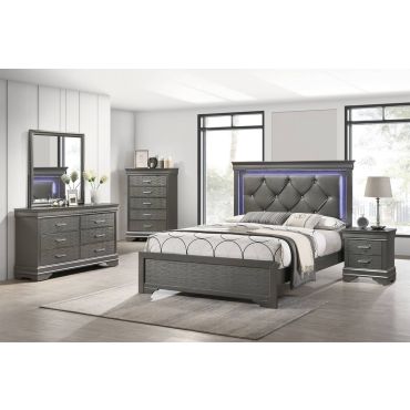 Belva Grey Finish Bed With Lights