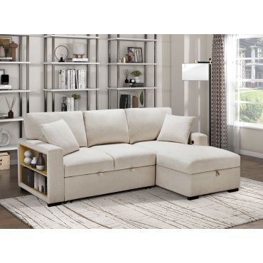 Bernard Beige Boucle Sectional Sleeper