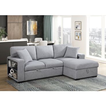 Bernard Grey Boucle Sectional Sleeper