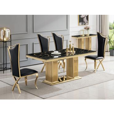 Bijou Black Marble Gold Dining Table