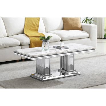 Bijou White Marble Coffee Table Chrome