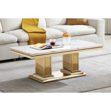 Bijou White Marble Gold Coffee Table