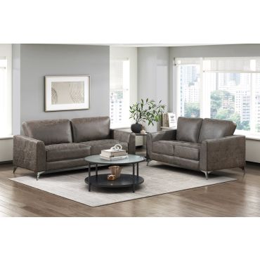 Bine Brown Microfiber Sofa Set