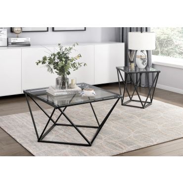 Boga Black Finish Coffee Table Glass Top