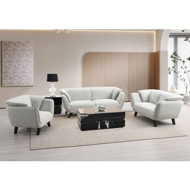 Bourlette Grey Boucle Modern Sofa Set