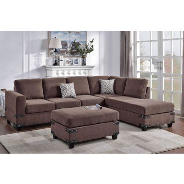 Brando Chocolate Chenille Sectional Set