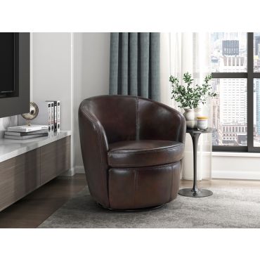 Brees Dark Brown Swivel Accent Chair