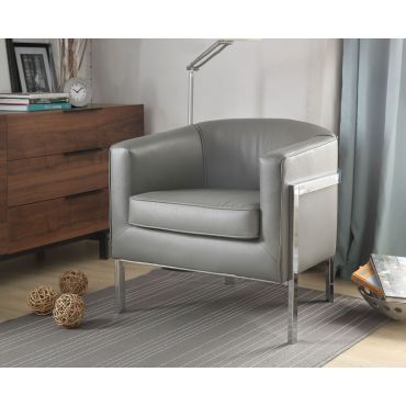 Brees Vintage Grey leather Accent Chair