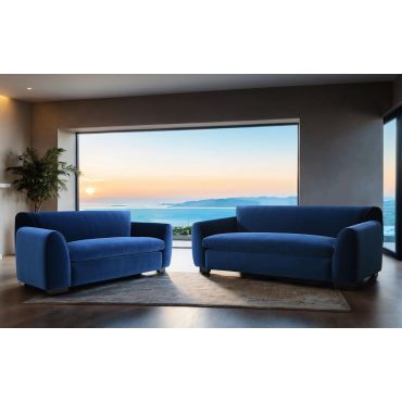 Brodie Navy Blue Velvet Sofa Set