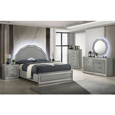 Brody 7-Ray Headboard LED Bedroom Set