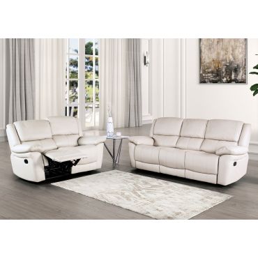 Cade White Leather Recliner Sofa Set