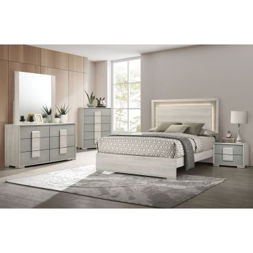 Calvina White Wash Finish Bedroom Set