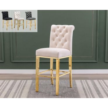 Cambria Cream Velvet Counter Height Chairs