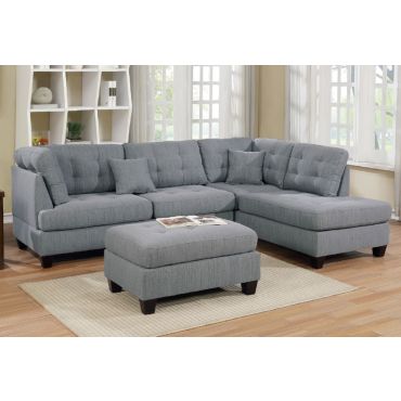 Camryn Sectional Sofa Set Grey Linen