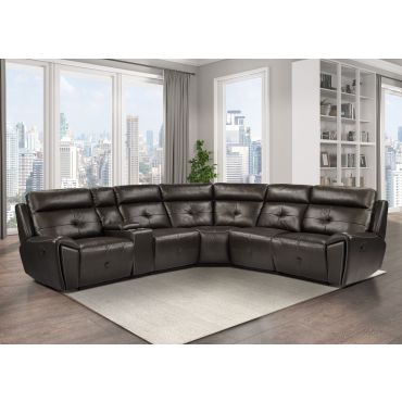 Cana Brown Leather Recliner Modular Sectional