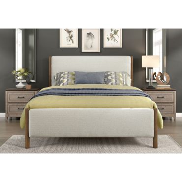 Casini Platform Bed Beige Chenille