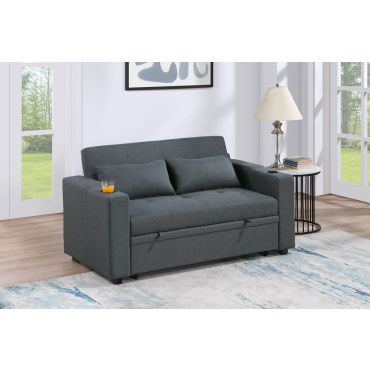 Cassie Charcoal Linen Loveseat Sleeper