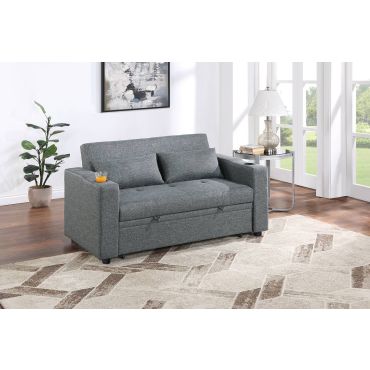 Cassie Grey Linen Loveseat Sleeper