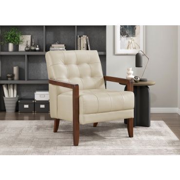 Celona Beige Leather Accent Chair