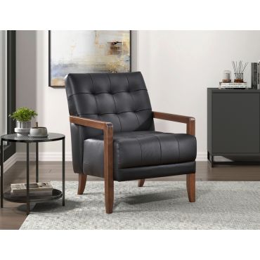 Celona Black Leather Accent Chair