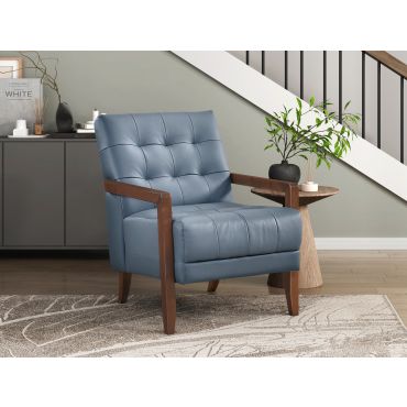 Celona Blue Leather Accent Chair