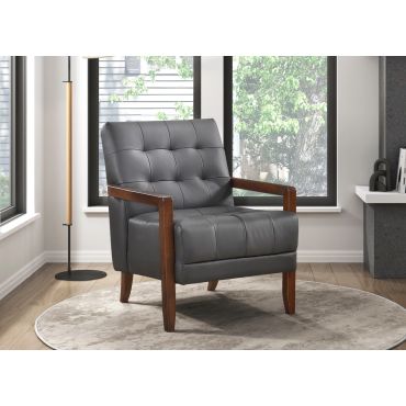 Celona Grey Leather Accent Chair