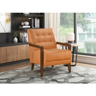 Celona Orange Leather Accent Chair