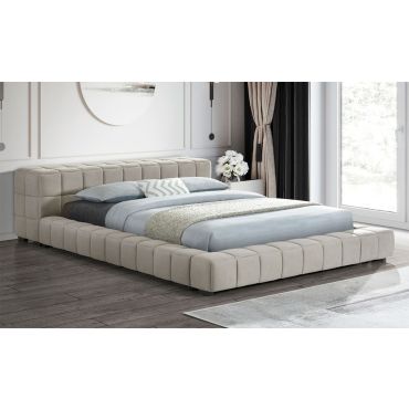 Chesky Taupe Fabric Low Profile Bed