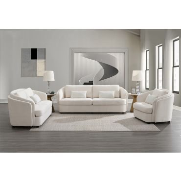 Codwell Beige Linen Modern Sofa Set