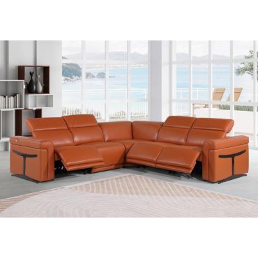 Colson Camel Italian Leather Power Sectional