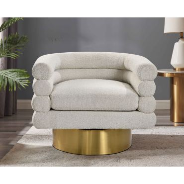 Conroe Cream Boucle Swivel Accent Chair