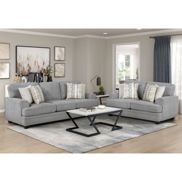 Dalton Grey Chenille Casual Sofa Loveseat