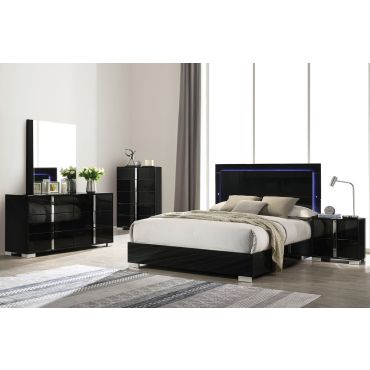 Dalyn Black Lacquer LED Bedroom Set