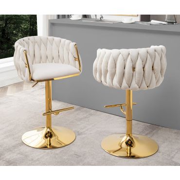 Davida Cream Velvet Barstool Gold Frame