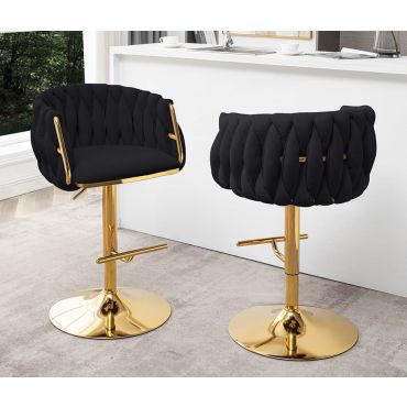 Davida Black Velvet Barstool Gold Frame