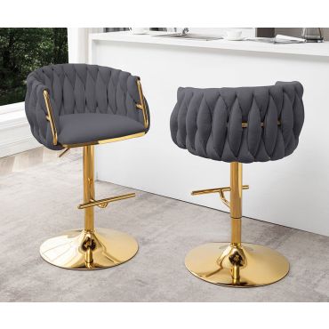 Davida Grey Velvet Barstool Gold Frame