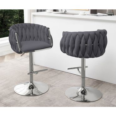 Davida Modern Barstool Grey Velvet