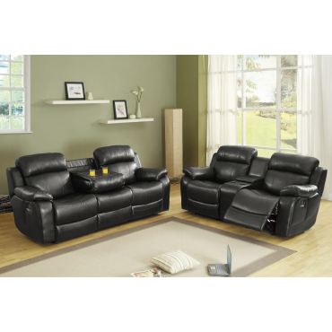 Denisa Black Leather Recliner Sofa Set