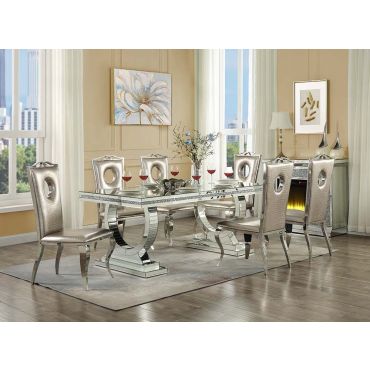 Deston Mirrored Dining Table Set