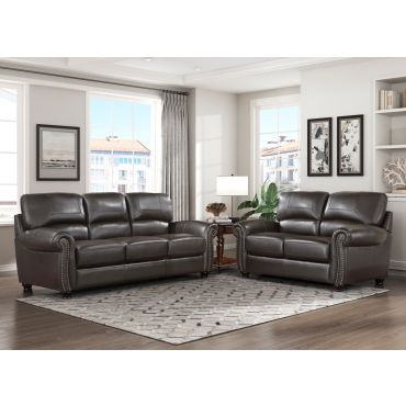 Domus Classic Sofa Set in Dark Brown Leather